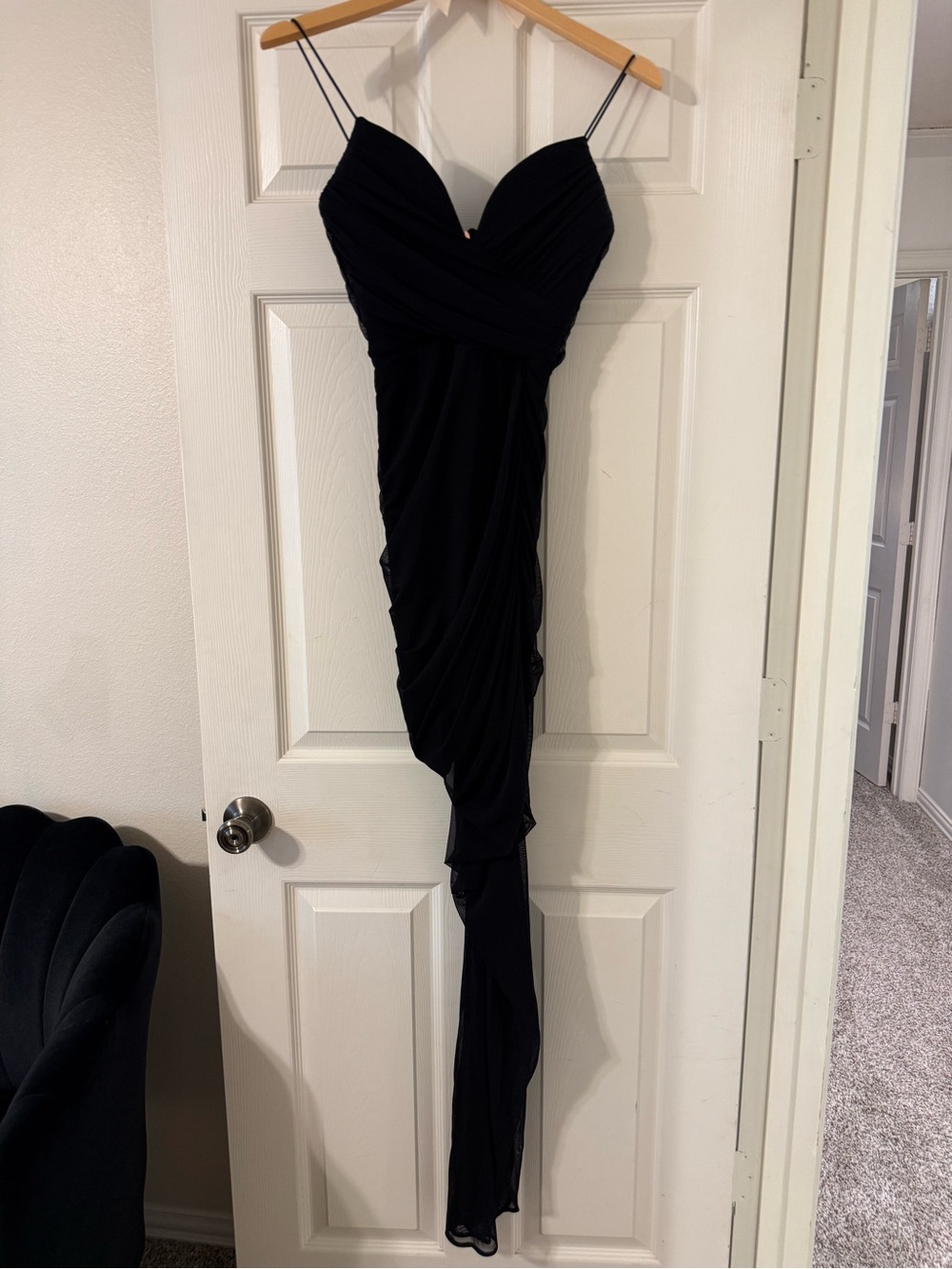 Nookie Black Asymmetrical Spaghetti-Strap Dress